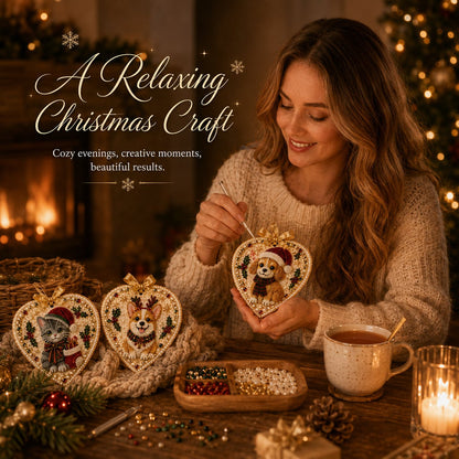 ⏳ Last Day 49% OFF – 🎄Beginner-Friendly DIY Pearl & Gem Christmas Heart Ornament Kit Collection | Complete Kit with Pearl-Style Beads, Gem Accents & Hanging Ribbon Included 💕
