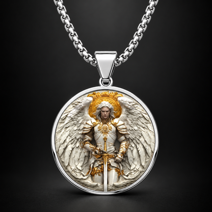 ⚔️ Angel Warrior Pendant Necklace for Men – Faith-Inspired Gift