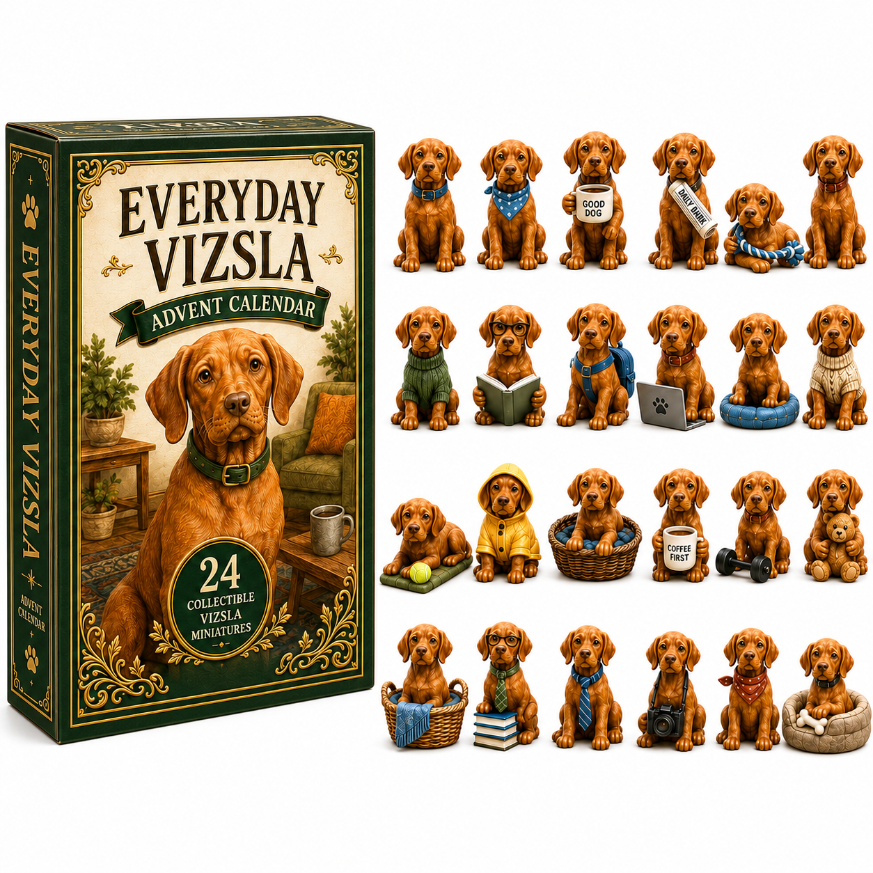 Everyday Vizsla Advent Calendar 2026 – 24 Days of Adorable Vizsla Miniatures, Daily Dog Moments & Perfect Gifts for Vizsla Lovers