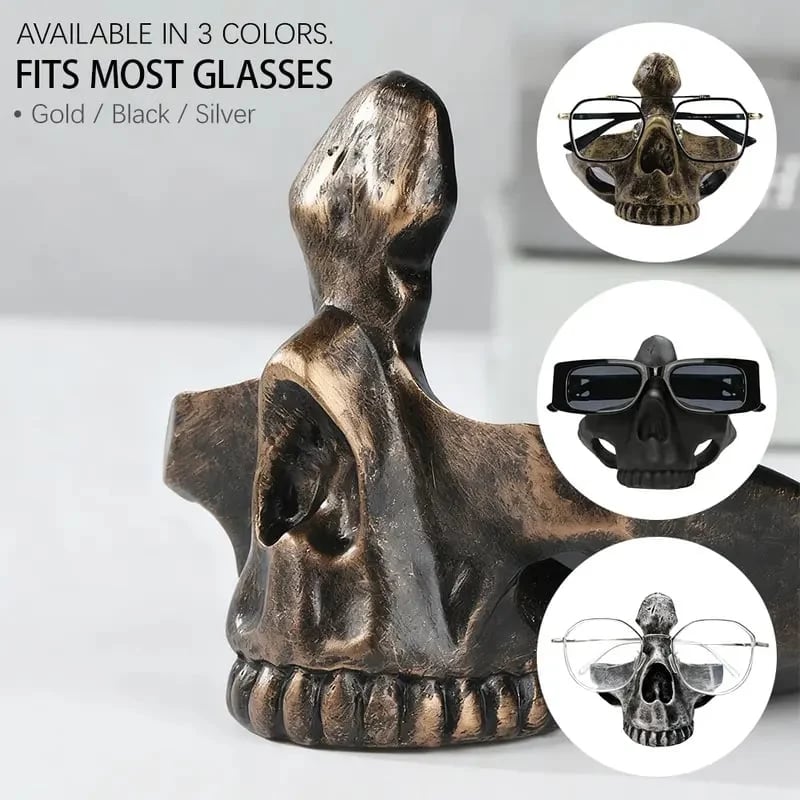 💀🕯️Skull Multi-Function Tray | Gothic Glasses & Key Holder, Desk Organizer with Edge