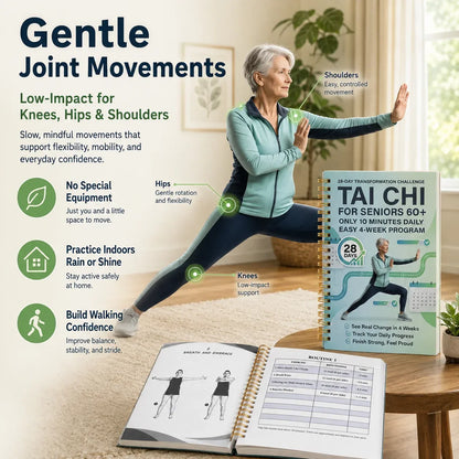 🔥🎁🔥Tai Chi Walking for Seniors, Spiral Bound 28 Day Morning Plan