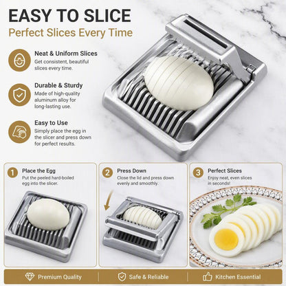 Aluminum Hinged Two-Way Egg Slicer with Stainless Steel Wires