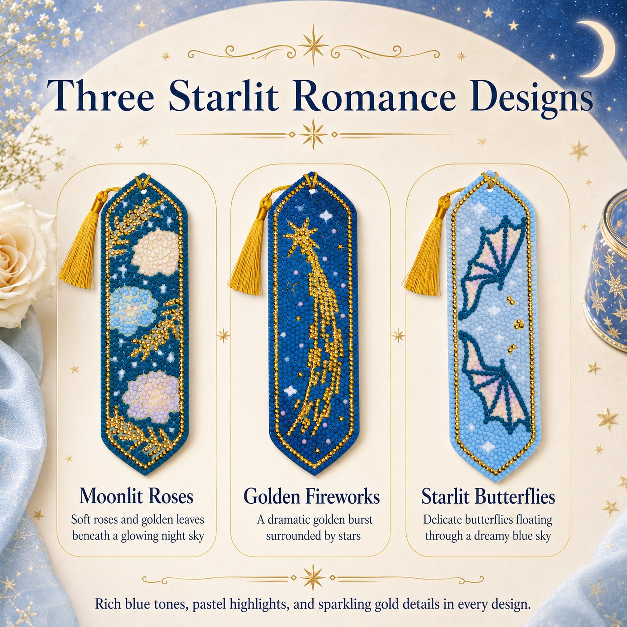 🔥LAST DAY 50% OFF-🌌Starlit Romance Diamond Art Bookmark Kit