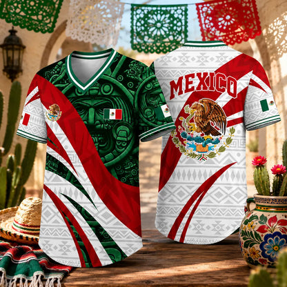 Mexico-Inspired Unisex V-Neck Jersey Shirt for Summer