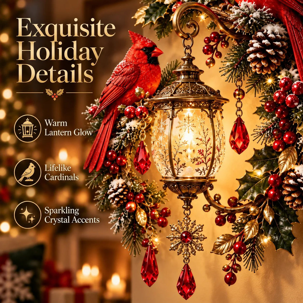 🔥Buy 2 Get 20% OFF🔥Cardinal Christmas Lantern Glow™ – Lighted Holiday Wall Decor