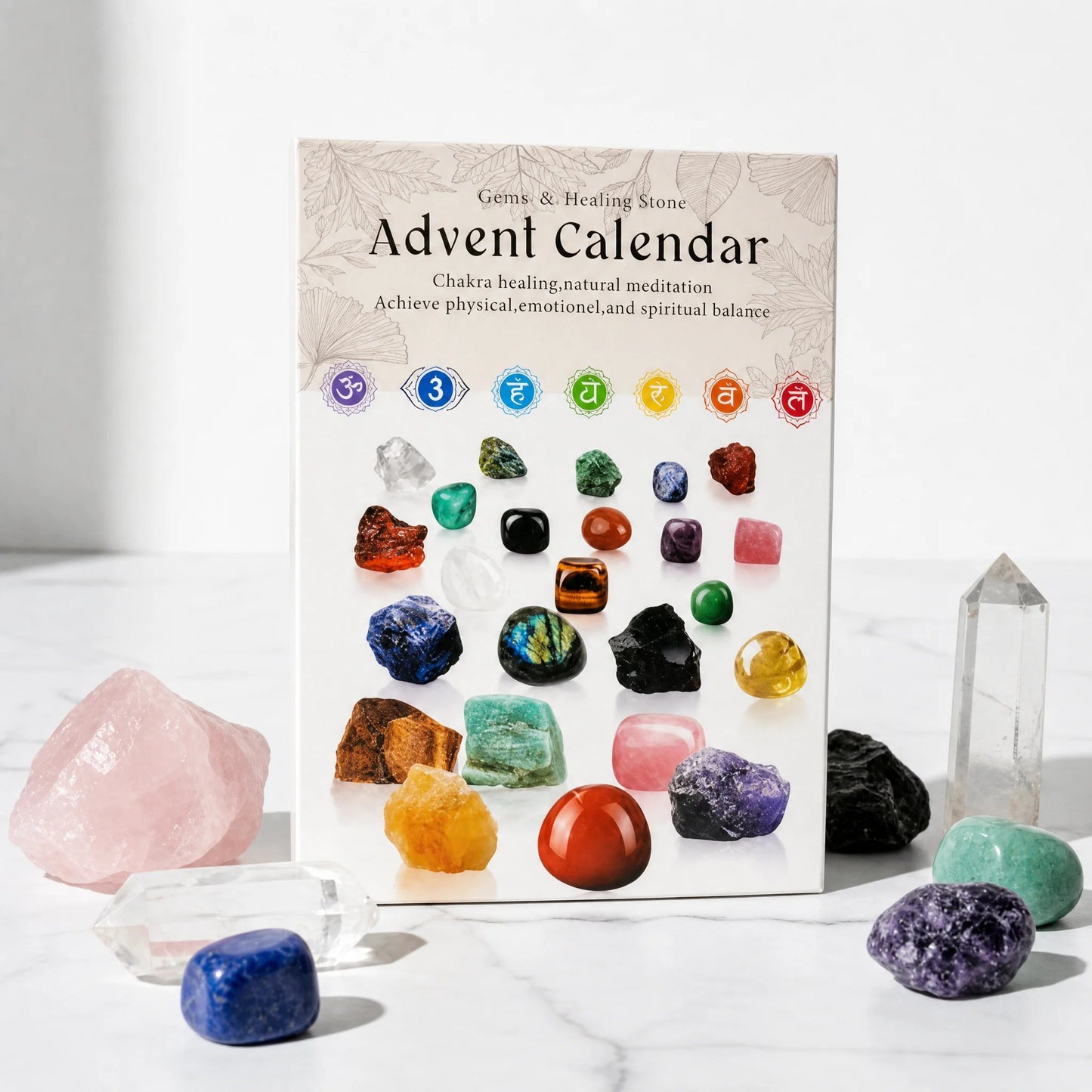 ❤100% Hand-carved -💎Crystals Advent Calendar 2026-24 Days Chakra Crystals&Healing Stones🔮