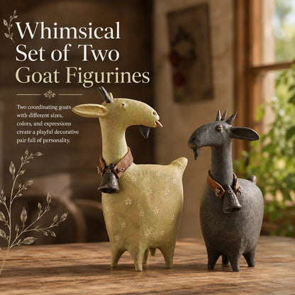 Whimsical Farmhouse Goat Figurines Set of 2