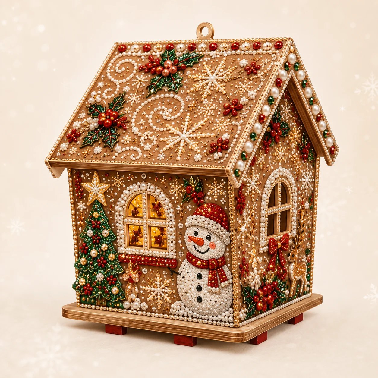 🔥 LAST DAY 49% OFF – 🎄Christmas Pearl Cottage Art Kit | Pre-Cut Wooden Panels, Sparkling Rhinestones, Pearl Beads & Complete Tools for a 3D Holiday House ✨
