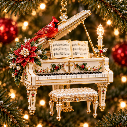 Heavenly Christmas Music Ornament -Church, Angel Harp, Cathedral Organ & Grand Piano Holiday Collection