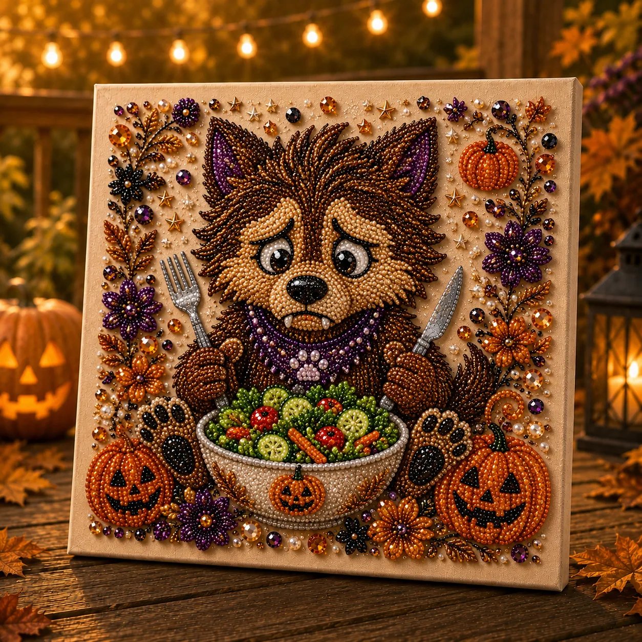 🎃 LAST DAY 49% OFF – 👻 Premium 3D Pearl Absurd Halloween Wall Art Kit | Luxury Flocked Canvas with Scratch-Resistant Non-Fading Pearl Beads DIY Funny Spooky Decor 🕷️✨