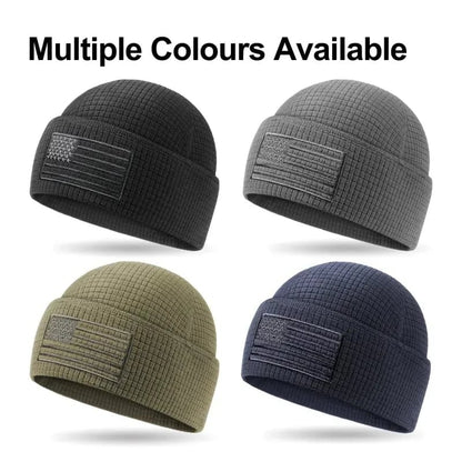 American Flag Embroidered Waffle Watch Cap – 5 Colors