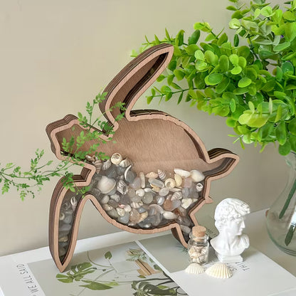 🌊 Ocean Memory Turtle Shadow Box – Coastal Seashell Display Keepsake for Beach Treasures & Travel Memories