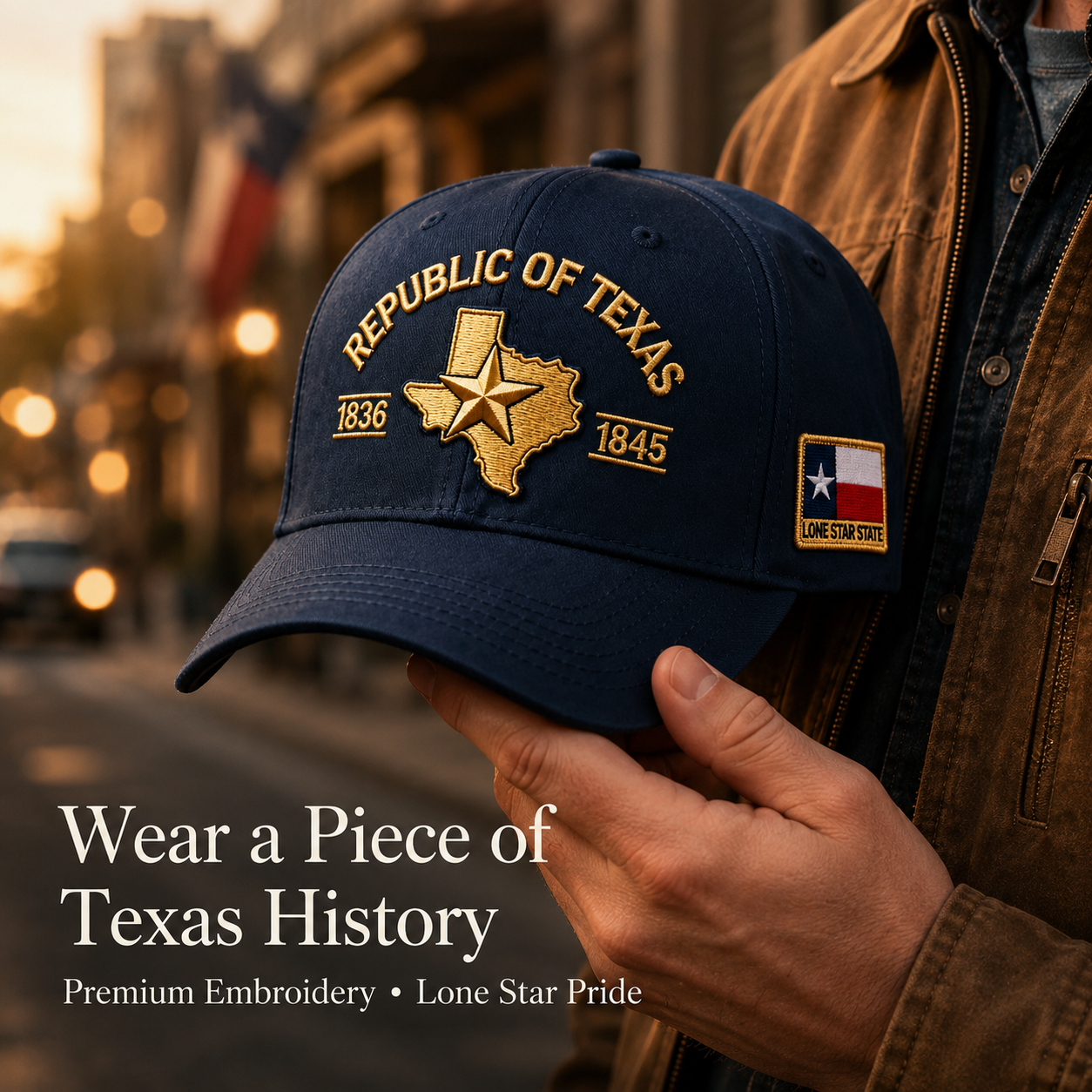 Republic of Texas Embroidered Cap  🎁 Free Honor Coin With Every Cap Purchase