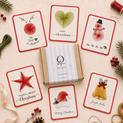 Christmas String Art Greeting Card DIY Kit – 6-Piece Stitching Set