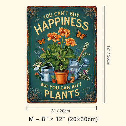🌿🪴 Vintage Metalen Tuinbord "Je kunt geen geluk kopen, maar je kunt wel planten kopen" 🌼