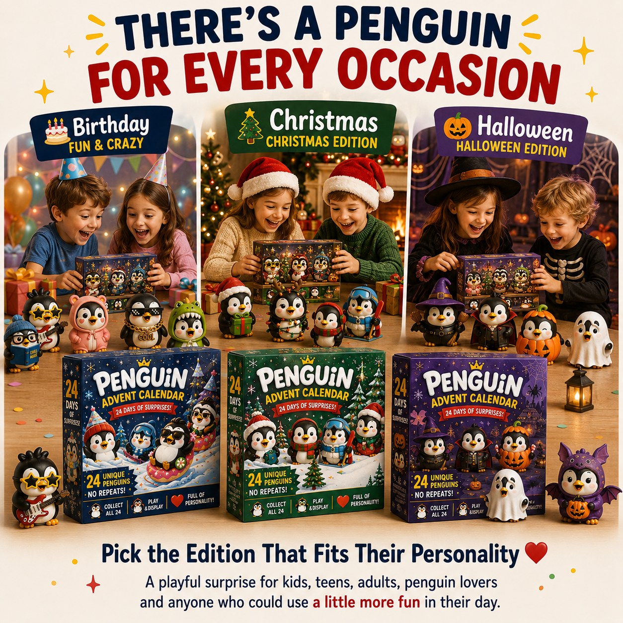 🐧 24 Days of Penguin Surprises Advent Calendar – 3 Fun Editions