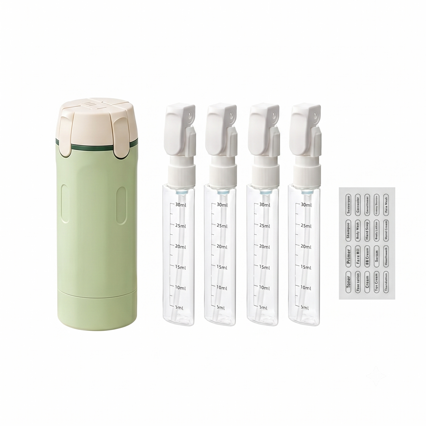 ✈️ 4‑in‑1 Leakproof Travel Bottles, 360° Rotary Toiletry Organizer 🧴