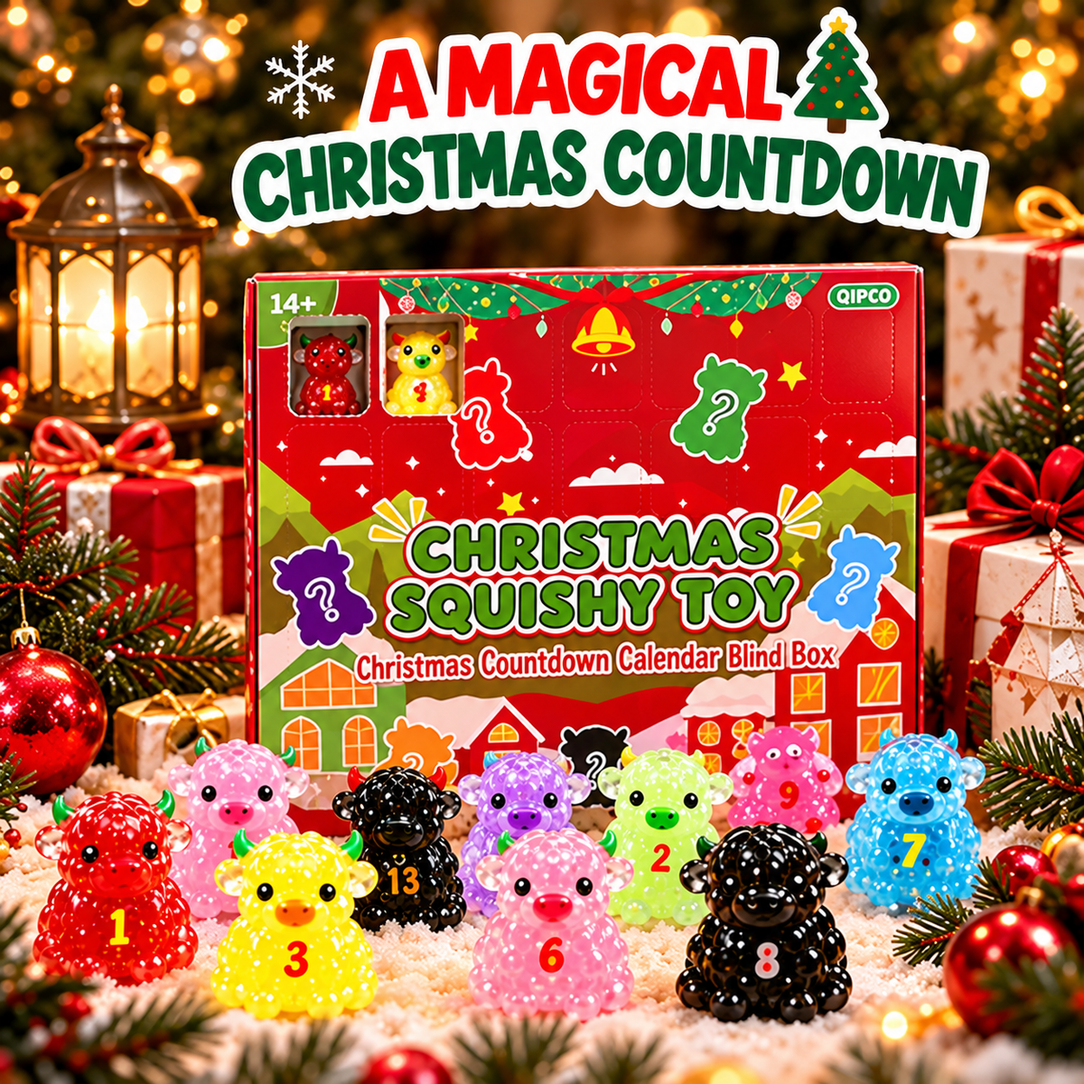 🔥Last Day 50% OFF-🐮Christmas Highland Cow Squeeze Toy Advent Calendar