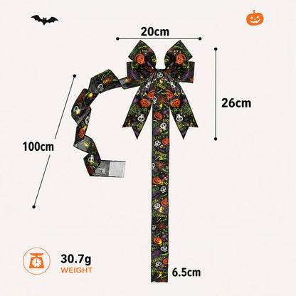 🎃Halloween Cabinet Bow Decoration-Funny Pumpkin Ribbon Wreath for Kitchen Cabinet