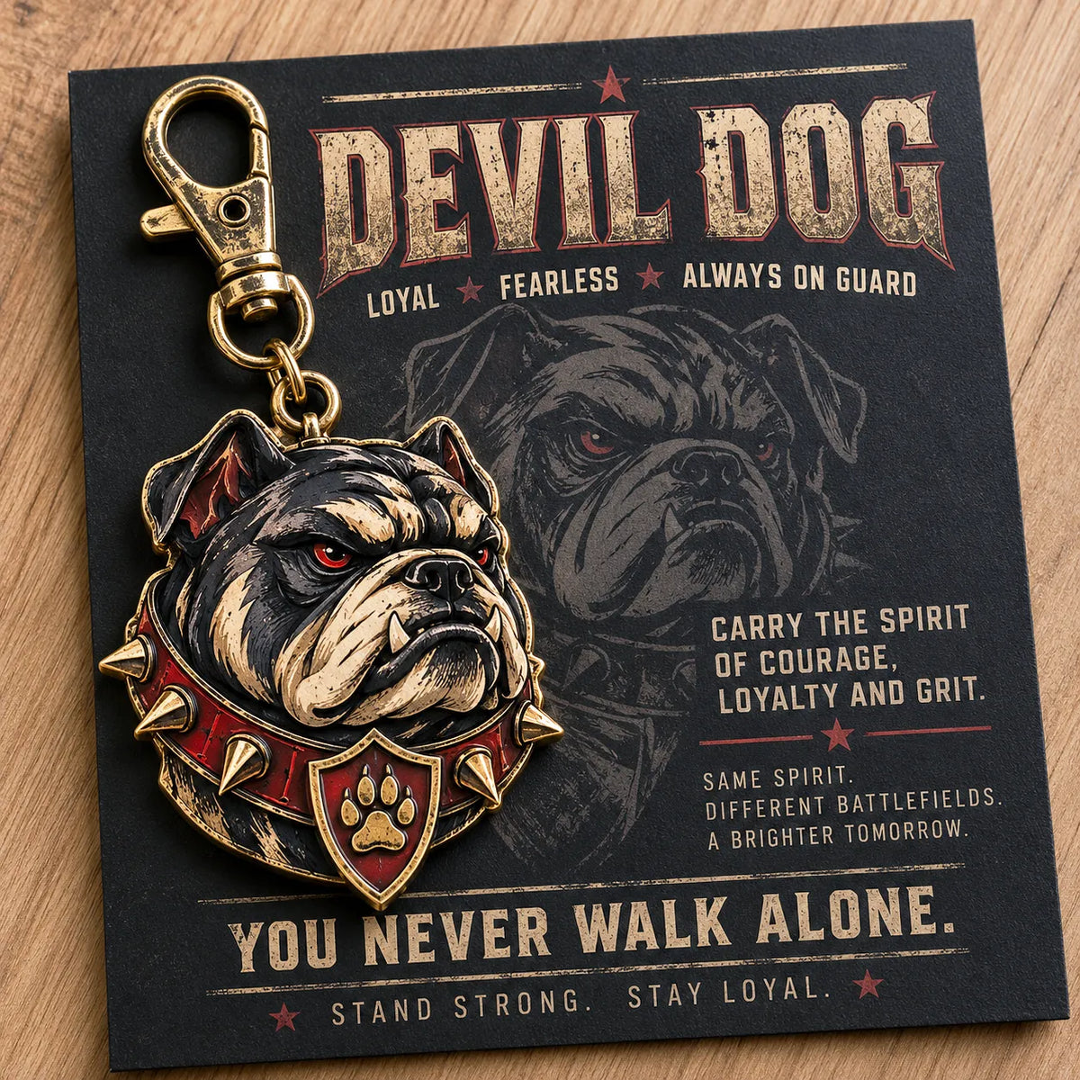🐶 Devil Dog Guardian 3D-Style Metal Keychain – 50% OFF