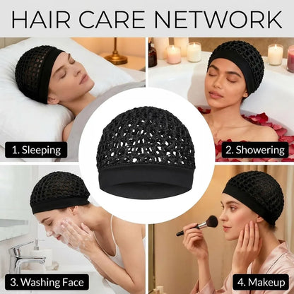🌹🌙 3-Piece Stretchy Wide-Edge Sleeping Cap Set