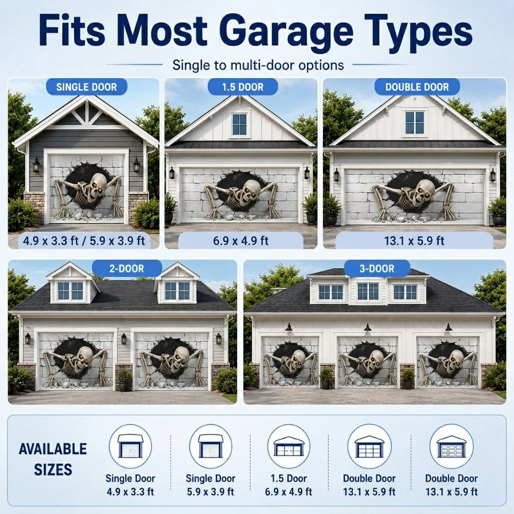 👻Scary Skeleton Breakthrough Garage Door Banner