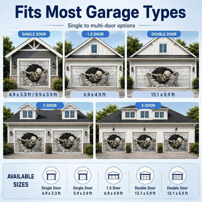 👻Scary Skeleton Breakthrough Garage Door Banner