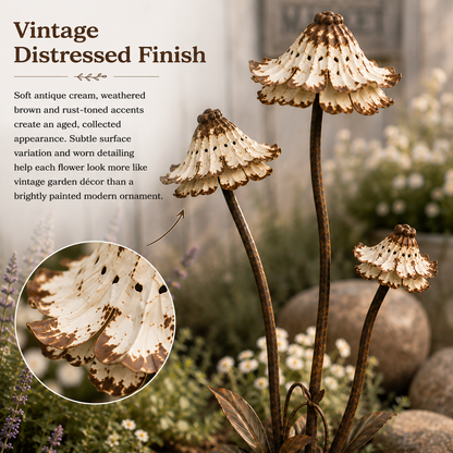 Vintage Distressed Metal Flower Garden Stake