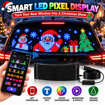 🚗🎄 Smart LED Pixel Car Display — App-Controlled Custom Text, Colors & Animations