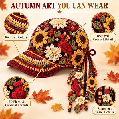 🔥LAST DAY 50% OFF - 🍂 Women’s Handmade Crochet Autumn Baseball Cap