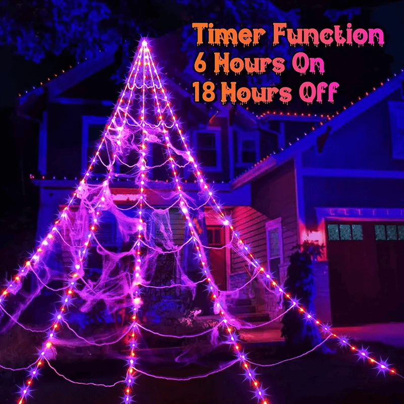 🎃Halloween Glowing Spider Web Lights🕷️