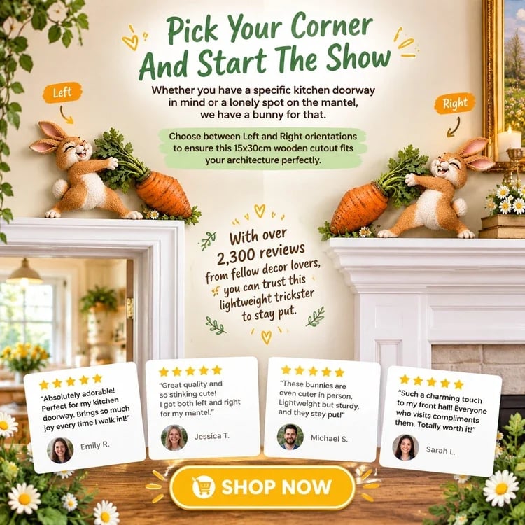 🐰 Funny Bunny Pulling Carrot Wall Decor