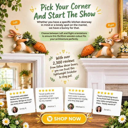 🐰 Funny Bunny Pulling Carrot Wall Decor