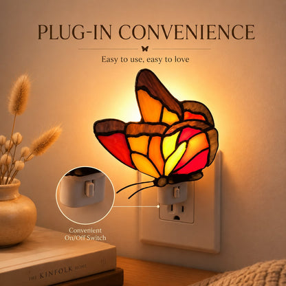 🦋 Limited-Time 50% OFF – Stained-Glass-Style Butterfly Plug-In Night Light
