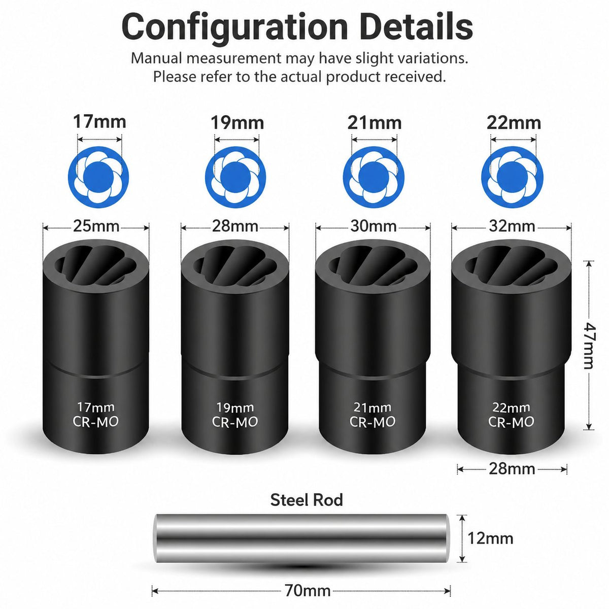 🔥HOT SALE🔥💯1/2' Drive Impact Bolt Nut Extractor Set, 5pcs Locking Wheel Lug Nut Remover Kit