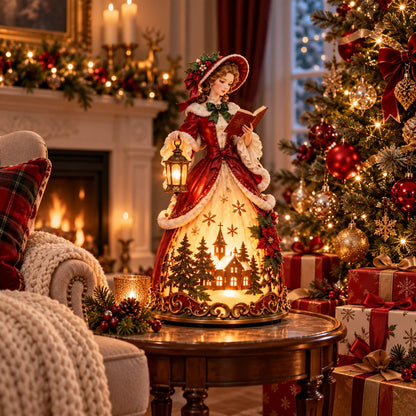 🎄 Victorian Christmas Caroler Lady Lamp | Lighted Tabletop Decor