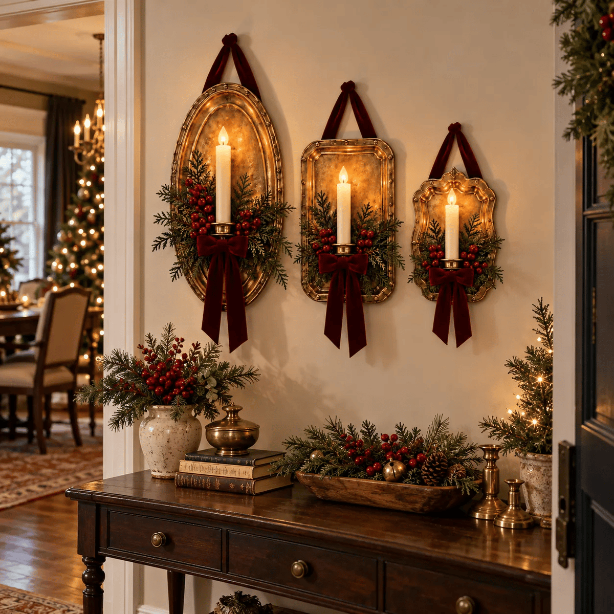 Heritage Glow Christmas Wall Candle Sconce