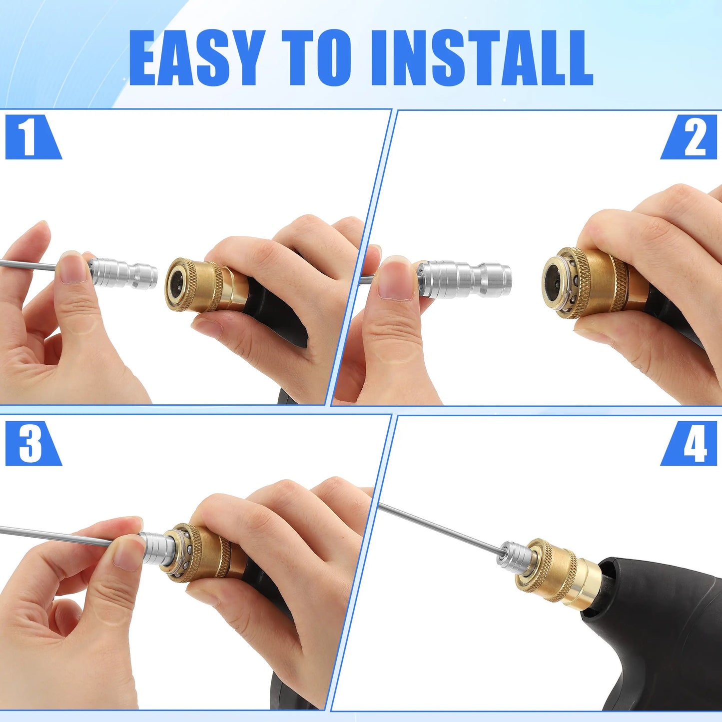 🎉Heavy Duty Hose High-Pressure Washer Spray Nozzle Kit for Drum Washing Machine & AC 4 Pack Straight/Side Spray Nozzles 7cm & 22.5cm 40° Tips 1-2GPM