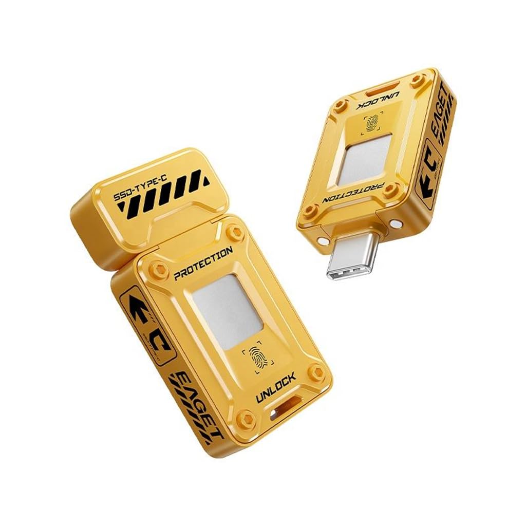 EAGET FU80 USB-C & USB-A Pen Drive, Flash Drive, 560MB/s, Fingerprint Encryption, Metal Casing, Solid State, Plug & Play, Secure Storage