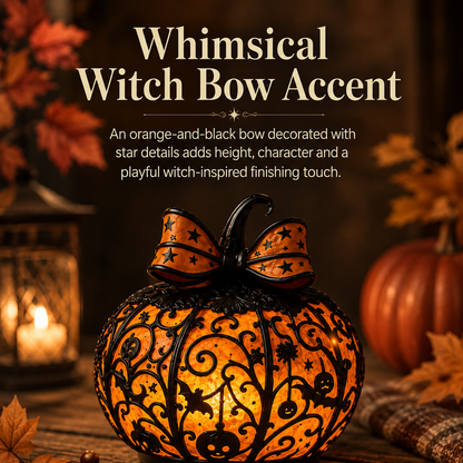Glowing Filigree Pumpkin Lantern – Cozy Halloween Tabletop Decor