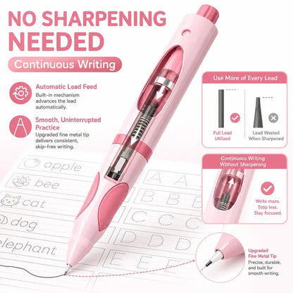 ✏️Write Right Ergonomic Pen Grip Writing Aid – Self-Advancing Posture-Training Pencil with 12 Refills