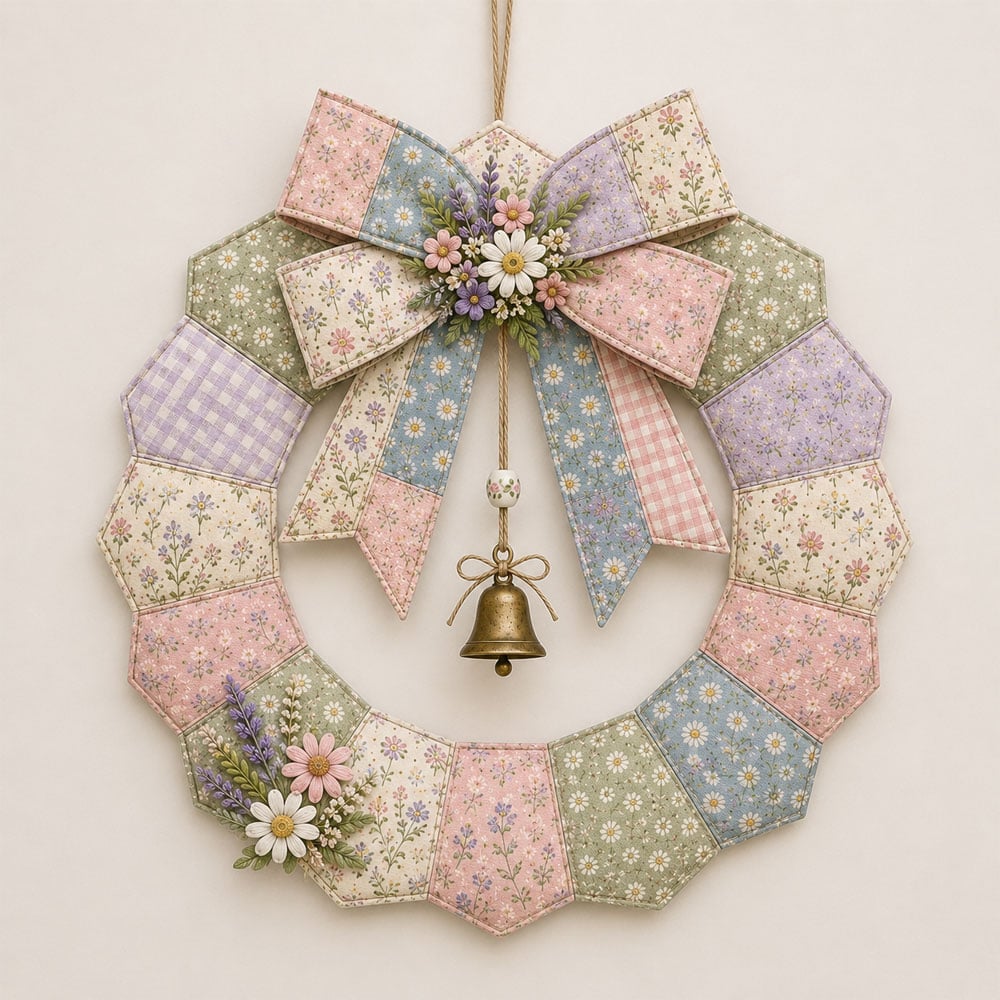 ⏳ Last Day 49% OFF – 🌿 Beginner-Friendly DIY Seasonal Patchwork Wreath Kit Collection | Complete Kit with Coordinated Fabrics, Wreath Materials & Step-by-Step Guide Included 💕