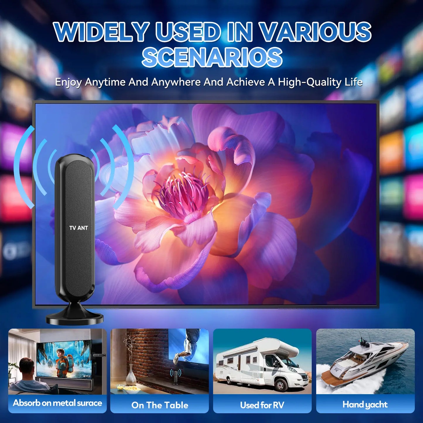 HIDB Indoor TV Antenna 4K HD Signal Amplified Compact