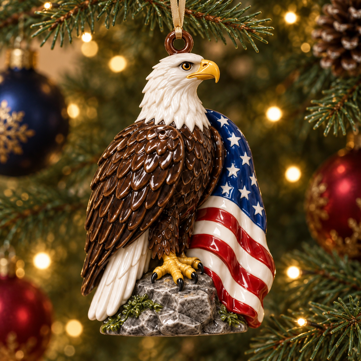 2026 Patriotic Bald Eagle Christmas Ornaments
