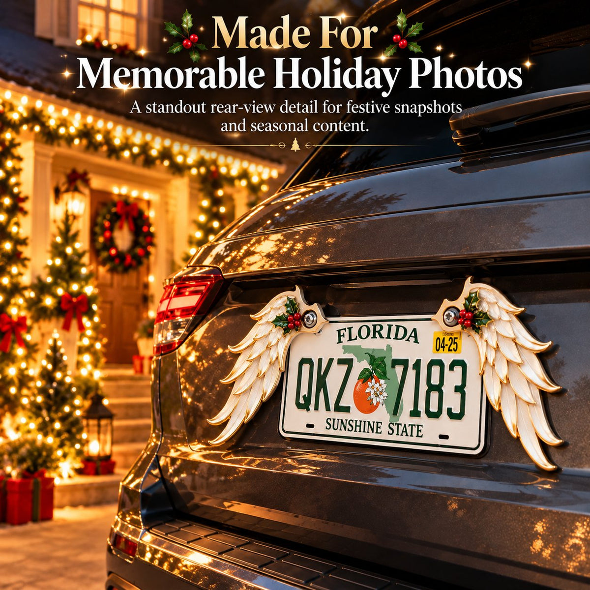 Christmas Angel Wing License Plate Decor