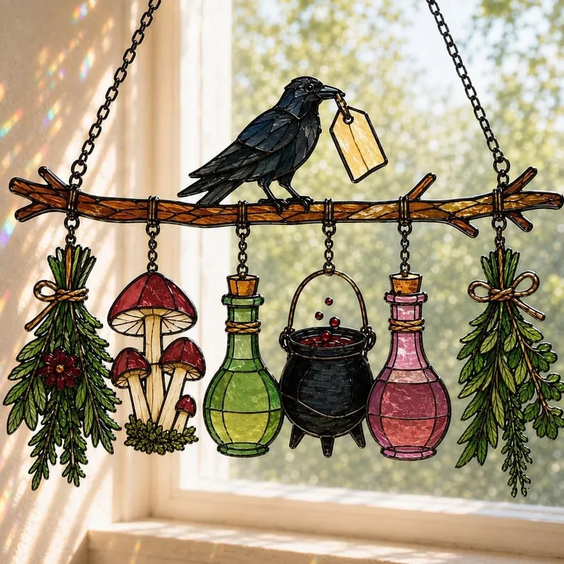 🔥Last Day 50% OFF – 🖤 🐦‍⬛Raven Witch Suncatcher(✨Buy 2 Free Shipping)