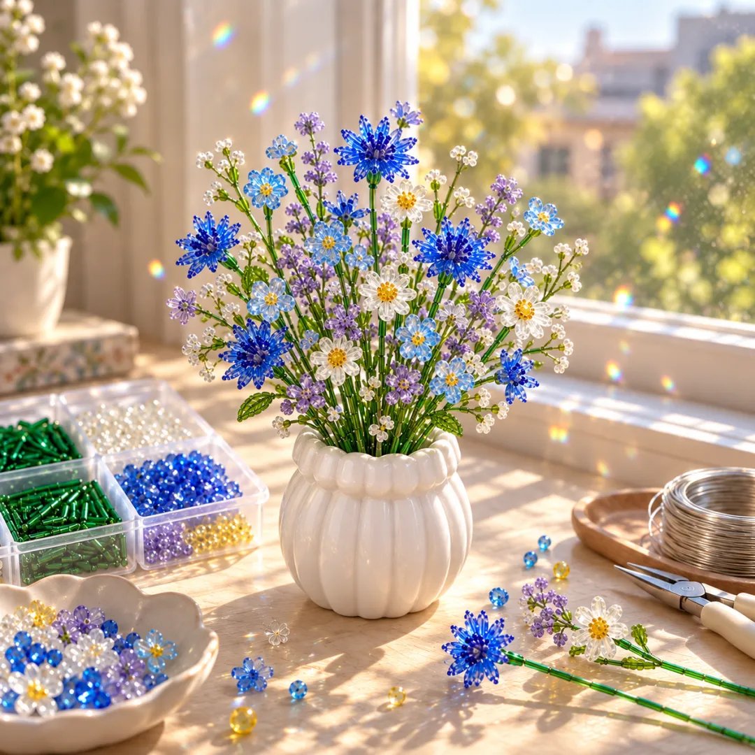 DIY Beaded Wildflower Bouquet Kit – Crystal Flower Craft