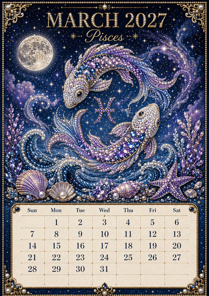 ⏳ Last Day 49% OFF – 🌙 Beginner-Friendly 2027 Twelve Zodiac Bead Art Calendar Kit | Complete Kit with Zodiac Design Base, Decorative Beads & Step-by-Step Guide Included 💕
