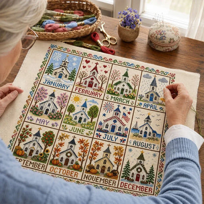 A Year in Stitches – 12-Month Seasonal Cross Stitch Kit