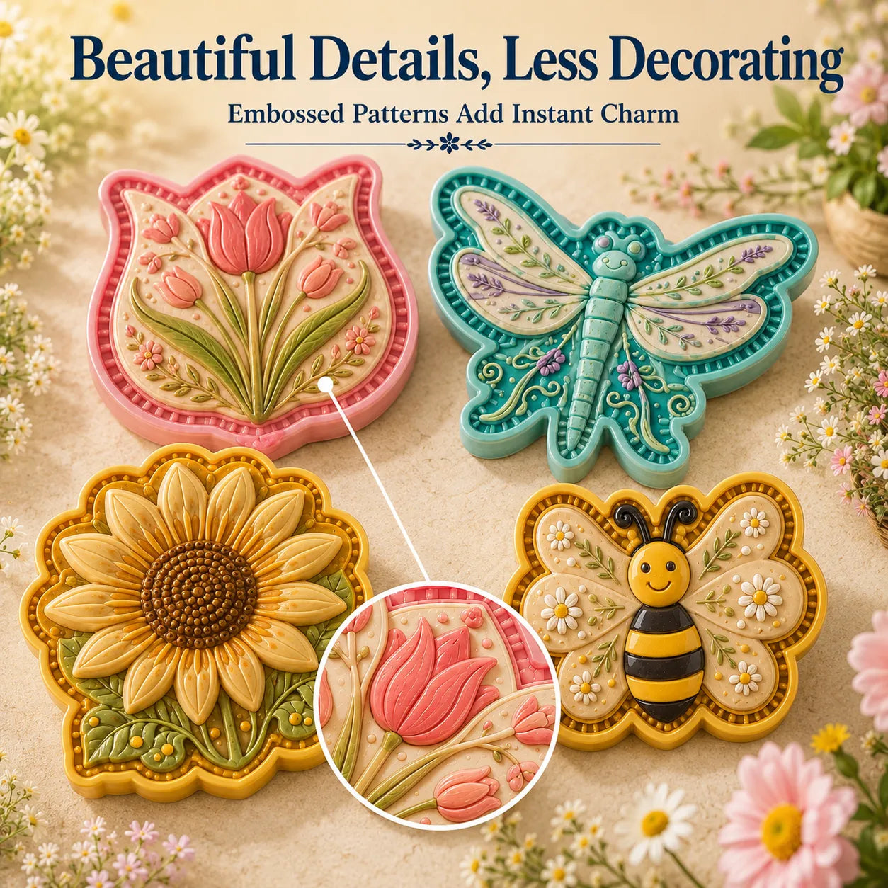 ⏳ Last Day 49% OFF – 🌸 8-Design Spring Garden Mini Pie Mold Collection | Reusable Embossed Molds for Shaping Detailed Bee, Butterfly, Ladybug, Sunflower, Cottage & More 🥧✨